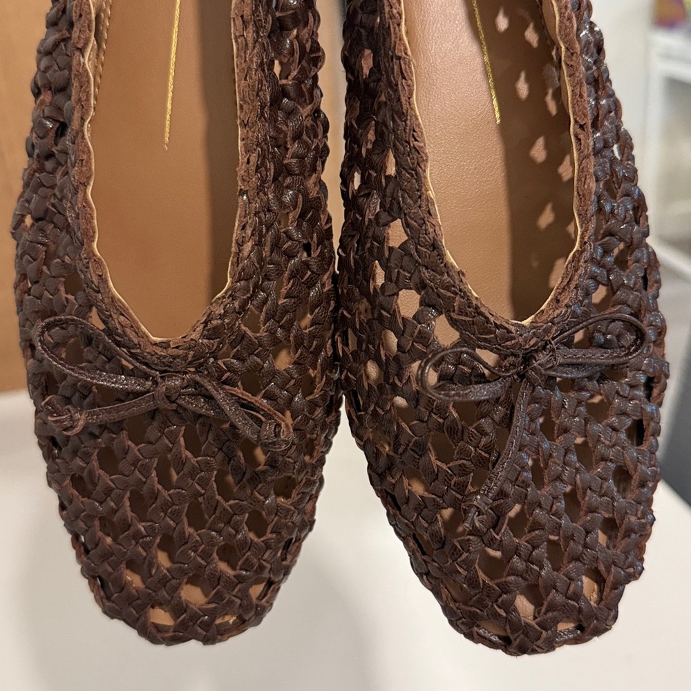 Dolce Vita Brown Woven Leather Ballet Flats - Picture 12 of 13